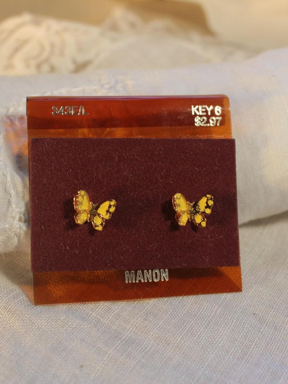Manon Vintage Yellow Gold-Tone Layered Fairycore Y2K Butterfly Studs